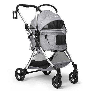 Візок для собак та котів з функцією складання - сірий, 73 x 55 x 100 см, до 15 кг