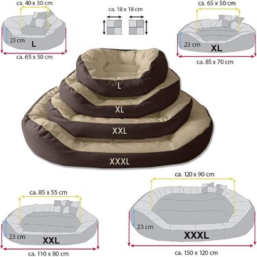 BedDog® Hundebett SABA 4в1: овальне/кругле, велике, з бортиком, XL, мокко (чорний/коричневий), 85x70x23 см