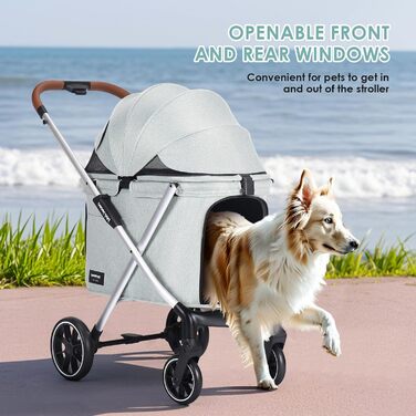 Візок для собак Beberoad Pets X6 - сірий, для собак середніх розмірів до 30 кг, складаний, з амортизацією, для подорожей