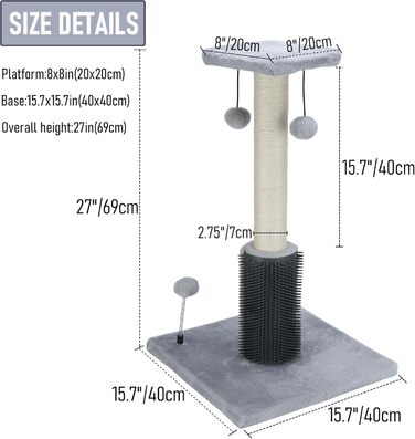Котячий будиночок Dimaka 68,6 см з дряпалкою, покритий плюшем та мотузкою, вертикальний для котів