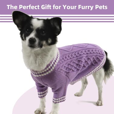 Теплий в'язаний пуловер для собак великих порід, V-подібний виріз, для Французького бульдога, Лабрадора, Німецької вівчарки (Lila XXL) 2XL Lila