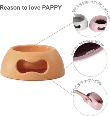 Миска для собак та котів UNITED PETS Pappy, екологічна, з Італії, 350 мл, помаранчевий колір