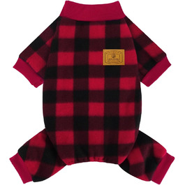 XPUDAC Піжама для собак на Новий Рік, в клітинку, для маленьких та середніх собак, дівчаток та хлопчиків, флісова, тепла, зимова (розмір M)