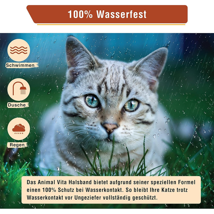 Захисний нашийник від бліх та кліщів Animal Vita® для котів - 100% натуральні інгредієнти, водонепроникний, надійний захист