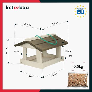 Дерев'яний годівничка для птахів KOTARBAU® з безкоштовним кормом 0,5 кг