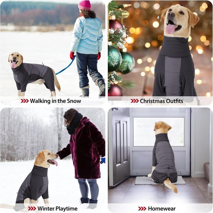 Теплий флісовий халат для собак з ніжками Heywean, для маленьких, середніх та великих собак, зимовий халат, тепла куртка для собак, одяг для собак (Сірий, XS)