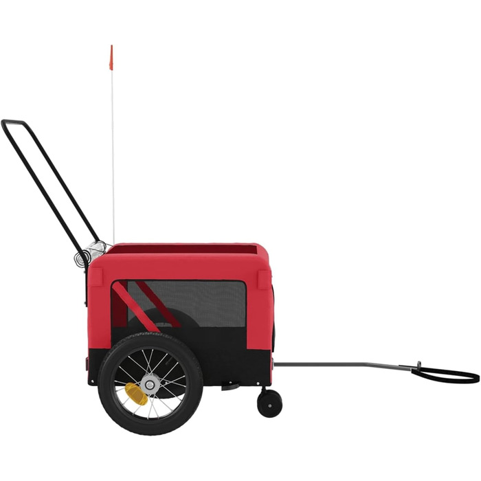 Перетягувач для собак на велосипеді Robuster - Oxford, залізо, PVC, червоний & чорний, 120x54,5x53 см - з PVC-дах та зручною платформою, для маленьких собак та домашніх тварин, модель 93929