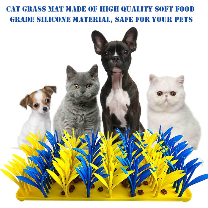 Силіконовий килимок-пазл для котів та собак VirgoCCY, інтерактивна миска-пазл для тварин, синій та жовтий, 1 розмір