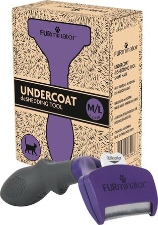 FURminator для котів M-L коротка шерсть – щітка для вичісування підшерстя середніх і великих котів