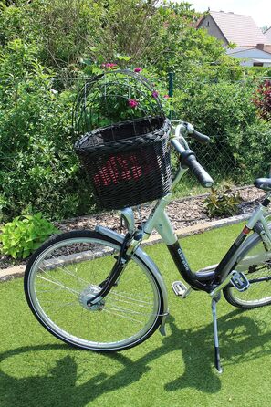 Кошик для собак на кермо велосипеда з плетеної лози з металевою сіткою та подушкою (чорний). Кошик для велосипеда з лози (без подушки)