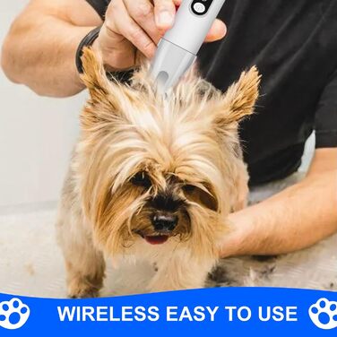 Триммер для собак з LED-підсвічуванням - набір для догляду за шерстю без шуму, з широкою 18 мм насадкою, бездротовий, для стрижки лап, очей, вух та мордочки