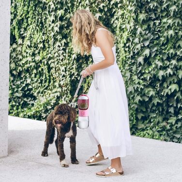 Поїлка для собак Cibaabo з контейнером для корму, 284 мл (фіолетовий/рожевий)