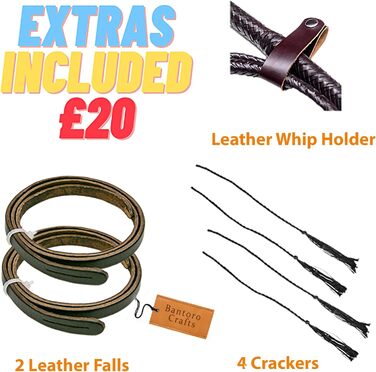 Плетена батіг з натуральної шкіри кенгуру, 1,2-7,3 м, 16 плетінь, для професійного використання