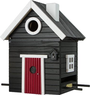 Садовий будиночок для птахів Wildlife Garden WG106, чорний, комбінований годівничка та гніздівля з дерева