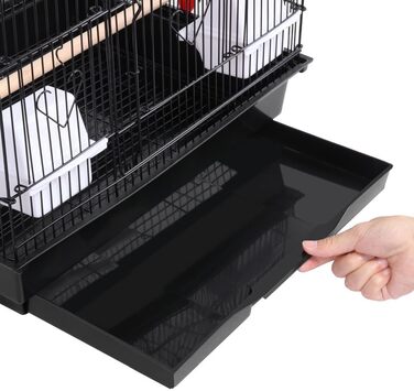 Клітка для папуг Yaheetech з іграшками, чорна, 99x46x35,5 см — простора клітка для хвилястих папуг, корел, амадин, з драбинкою та аксесуарами