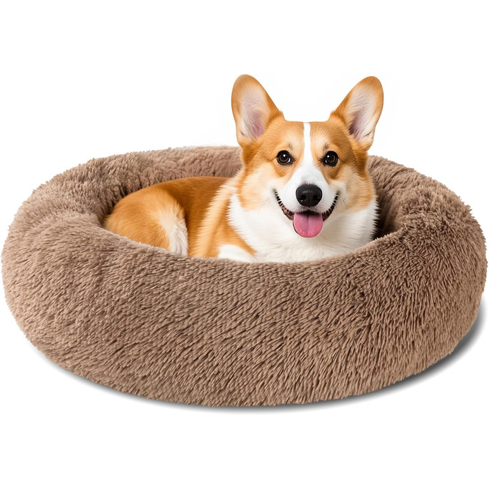 М'яке ліжко для собак, затишне, антистресове, для маленьких собак, 40 см, до 7 кг, машинного прання, бежеве