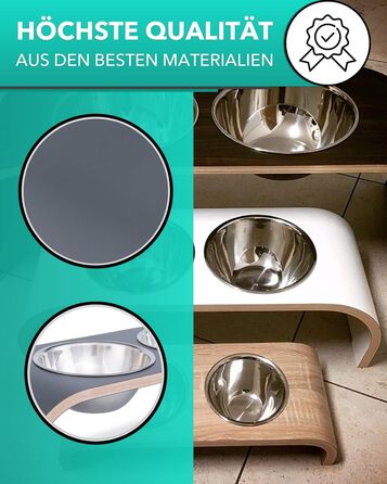 Набір мисок для собак MilaCasa - 2 шт., підняті миски для корму, сірий, для собак