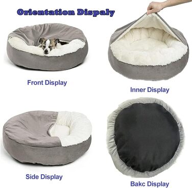 Кругле ліжко для собак та котів, плюшеве, м'яке, 50 см (сірий колір)