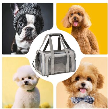 Транспортна переноска для тварин, сумка-переноска, переноска для собак, портативна, багатофункціональна, м'яка, складана, сіра