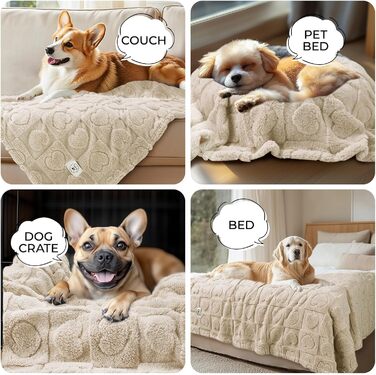 Плед для собак та котів Luciphia, 2 шт. у бежевому кольорі, 145x102 см (57x40 дюймів), прання можливе