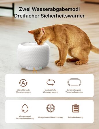 Водяний фонтанчик для котів, 1.8L, з тихим насосом та фільтром з активованого вугілля