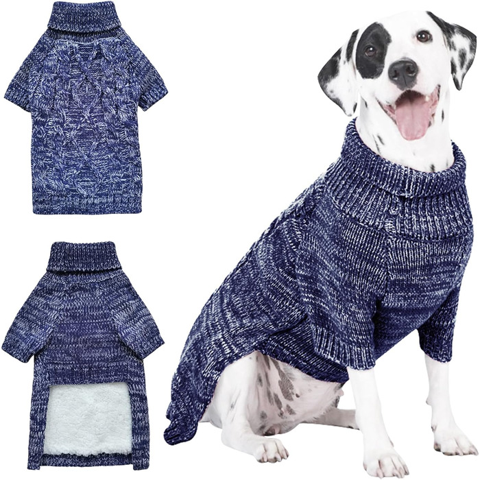 Теплий в'язаний пуловер для собак та котів (S, блакитний)