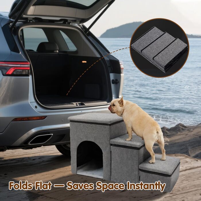 Сходинки для собак FurryPaws: 3-ступенева переносна драбинка для собак до ліжка та дивана, для маленьких та великих собак, ідеальна для подорожей, з неслизькою поверхнею