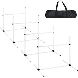 Набір для аджиліті Yardin Agility Set для собак: 4 перешкоди, регульована висота, стійки для слалому, сумка, тренувальний набір для собак, 104 x 70 x 101 см, білий