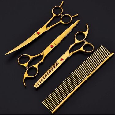 Набір ножиць для грумінгу собак: прямі, витончені та зігнуті ножиці з нержавіючої сталі