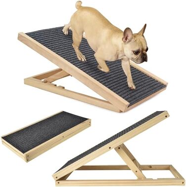 Сходинки для собак, складані, для дивана, авто та ліжка. Дерев'яна рампа для собак, регульована висота 30/40/50/60 см, з антиковзким килимком (70х35х30/40 см)