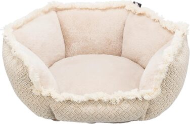 Лежак для собак TRIXIE Boho 65×65 см бежевий, м'яке плюшеве місце для середніх порід, не ковзає, можна прати