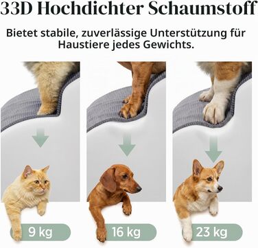 Сходи для собак та котів Lesure, 3 сходинки, сірі (57x40x40 см) — м'яка підставка для тварин