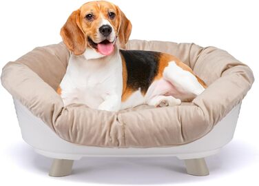 Підвищене ліжко для собак та котів Ferplast Throne, з бавовняним матрацом, білий, 61.5 x 45 x 26 см