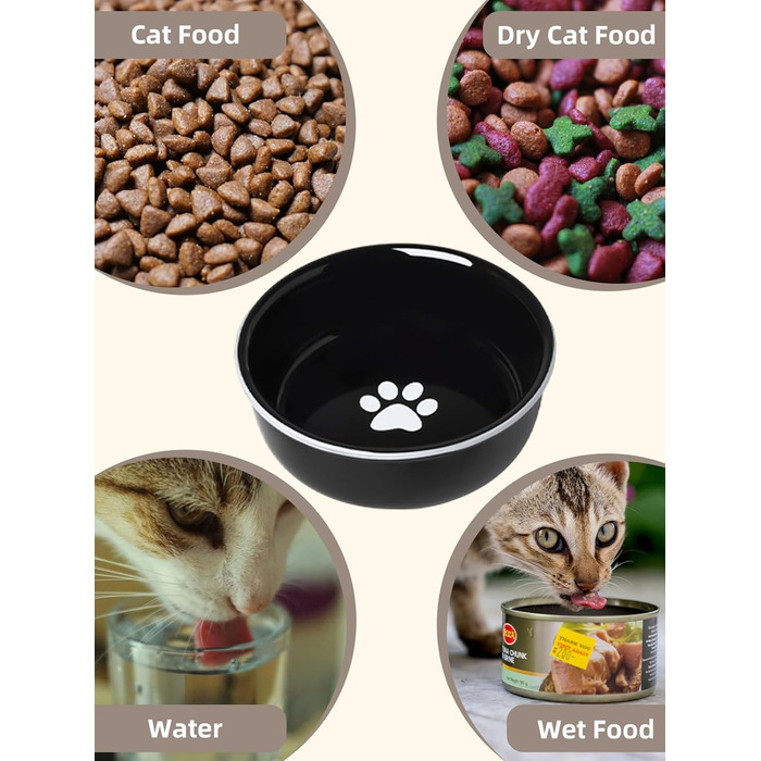 Керамічна миска для корму для маленьких собак GDCZ, підставка з металу, 425 мл, чорна