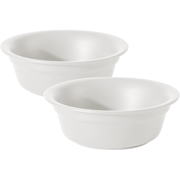 Набір керамічних мисок для собак Havniva (16 см) - 2 шт. (корм та вода), для маленьких та середніх порід, широка горловина, з заокругленим краєм, матово-білий колір