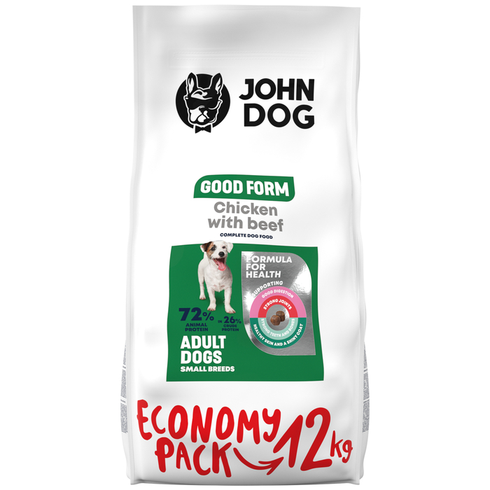 Сухий корм для собак малих порід John Dog Good Form (курка та яловичина), 12 кг