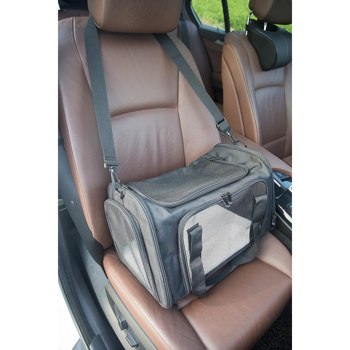 Сумка-переноска для собак середніх та маленьких порід, чорна, складна, розмір M, схвалена авіаперевізниками