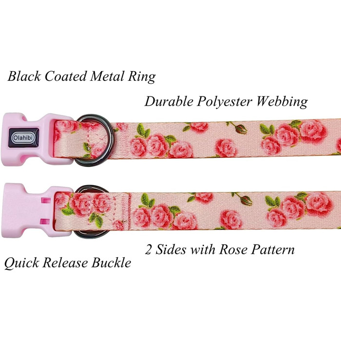 Нашийник та поводок для собак Olahibi Kombi-et, леопардовий принт, поліестер, 150 см, повід, для маленьких собак (колір коричневий леопард), набір (рожевий)