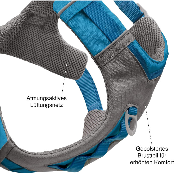 Шлейка для собак Kurgo Journey Air, чорно-сіра, XL, 34-47 кг, з м'якою підкладкою