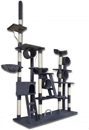 BITUXX® Декерховий котячий будиночок з кігтеточкою, ігровий комплекс для котів, регульована висота 230-250 см (темно-сірий)