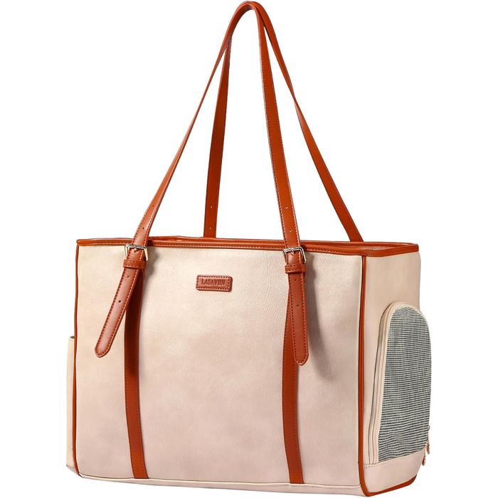 Сумка-переноска для собак Lasaviin: стильна, з натуральної шкіри, для маленьких собак, котів, цуценят, дозволена авіаперевезеннями