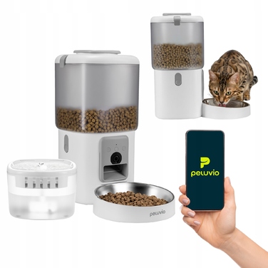 Автоматичний годувальник для тварин 4,5 л + фонтан-поїлка 2,5 л з Wi-Fi Peluvio Feast