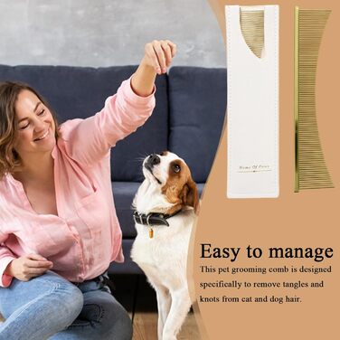 Щітка для котів Flohkamm для догляду за шерстю | Інструмент для видалення ковтунів для цуценят, довгошерстих порід, щоденний догляд, після купання (золота)