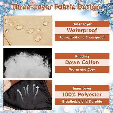 Зимовий теплий куртка для собак, водонепроникний та вітронепроникний, для середніх та великих собак, Khaki, S