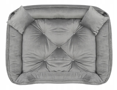 Велюрова лежанка для собак та котів, м'який диван-ліжечко 75x65 см, сірий