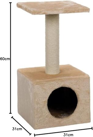 Дряпка для котів TRIXIE Zamora 60 см, бежева – котячий будиночок, зручна лежанчинка, стабільна конструкція