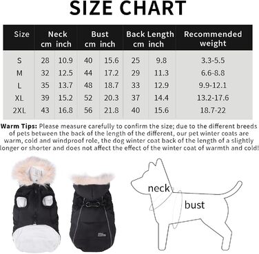 Теплий зимовий одяг для собак: курка з начосом, світловідбиваючими смугами та двома D-кільцями. Розмір M, чорний колір.