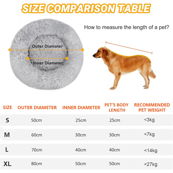 OKPOW Крісло-лежанка для собак та котів, велике, миється, антистрес, затишне, м'яке, плюшеве, для цуценят та кошенят, кругле, супер м'яке, пухнасте, сіре, X-Large, 80 см