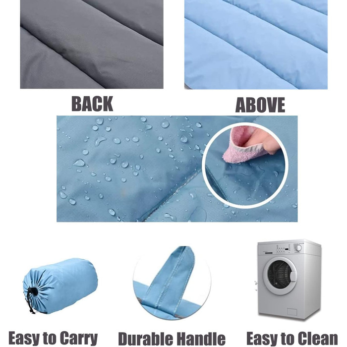 Водонепроникний килимок для собак на вулицю, складаний, миючий, великі породи, портативний, 110x68 см (Блакитний)