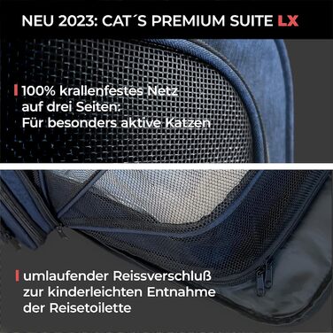 Транспортна переноска для котів You Decide Munich Cat Suite LX Marine з туалетом, складна, для великих котів